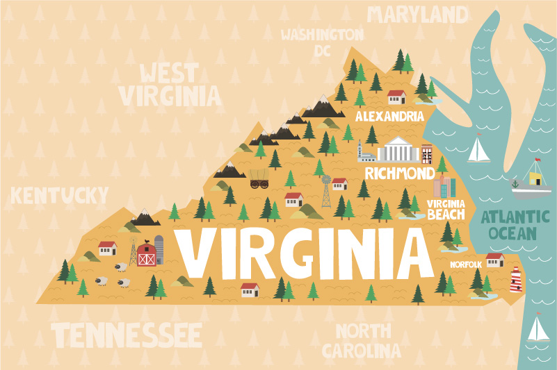 illustrated map of Virginia
